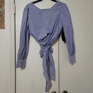 Zara Stripe Wraparound Top with Open Back